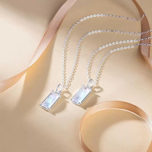 Moonstone SS necklace emotional healing spiritual growth gemstone jewelry N0501 - JadeTale