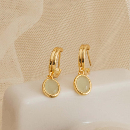 Green Aventurine quartz crystal earringlove healing wealth gemstone jewelry E0501 - JadeTale
